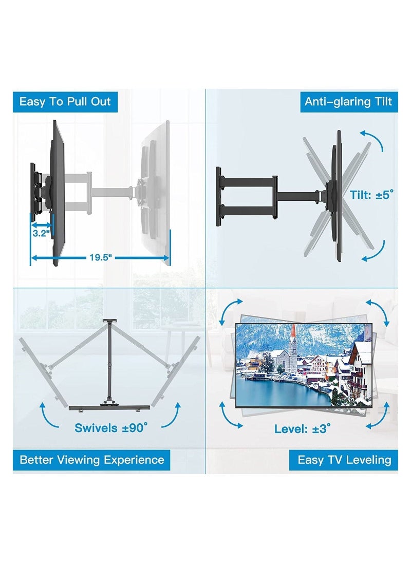 Lcd, Led Tv Wall Bracket For 36 Inch To 55 180 Degree Rotation And 15 + Tilt View, Swivel Articulating, Full Motion Mount - Image 2