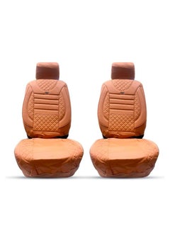 سبايدر غطاء مقعد عالمي عالي الجودة من Rexine للمقعد الأمامي / الخلفي ومسند الرأس 11 قطعة (بني بتصميم مخطط)  - Image 2