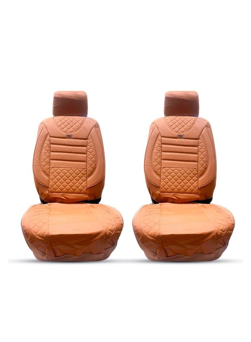 SPIDER High-Quality Rexine Premium Version Universal Seat Cover Cushion For Front / Back Seat and Head Rest 11 Pcs Set (Brown With Stripes Design) - Image 2