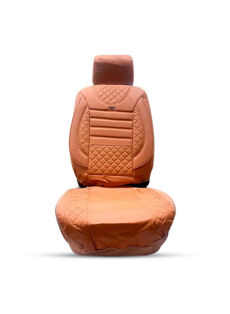 SPIDER High-Quality Rexine Premium Version Universal Seat Cover Cushion For Front / Back Seat and Head Rest 11 Pcs Set (Brown With Stripes Design) - Image 3