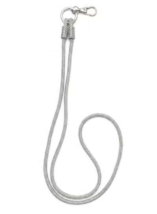 Crystal Phone Lanyard with All Over Shiny Rhinestones, Shiny Phone Strap for Most Phones, iPads, Handbags, Wallets, Neck Phone Holder for Women (Silver) - Image 3