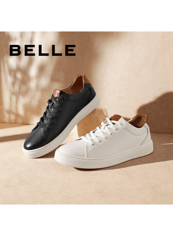 Belle Men's Low-cut Leather Casual Shoes A0548cm1 Black/apricot 41 - Image 2
