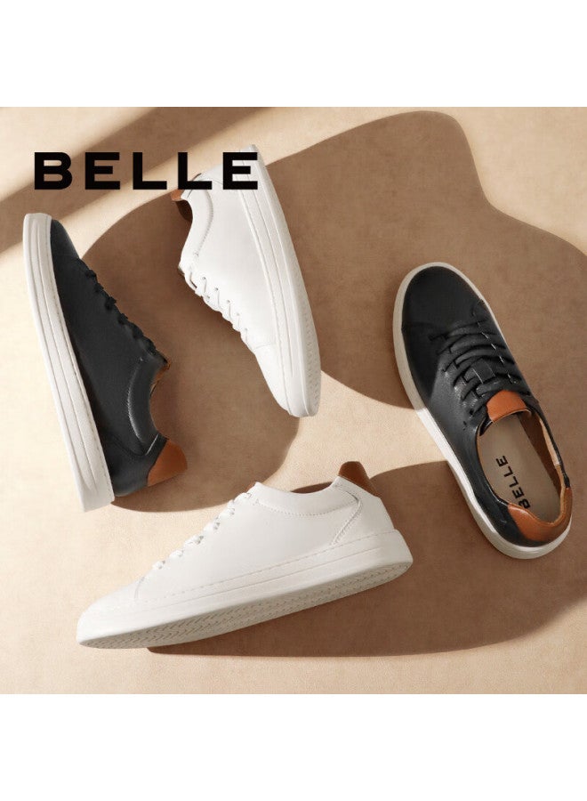 Belle Men's Low-cut Leather Casual Shoes A0548cm1 Black/apricot 41 - Image 3