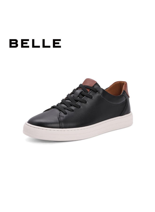 Belle Men's Low-cut Leather Casual Shoes A0548cm1 Black/apricot 41 - Image 1