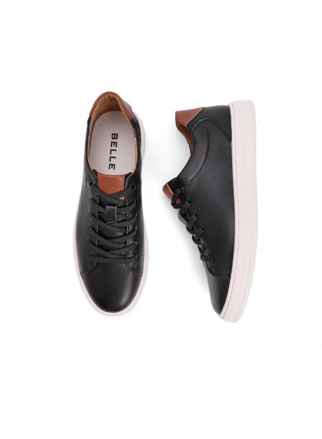 Belle Men's Low-cut Leather Casual Shoes A0548cm1 Black/apricot 41 - Image 5