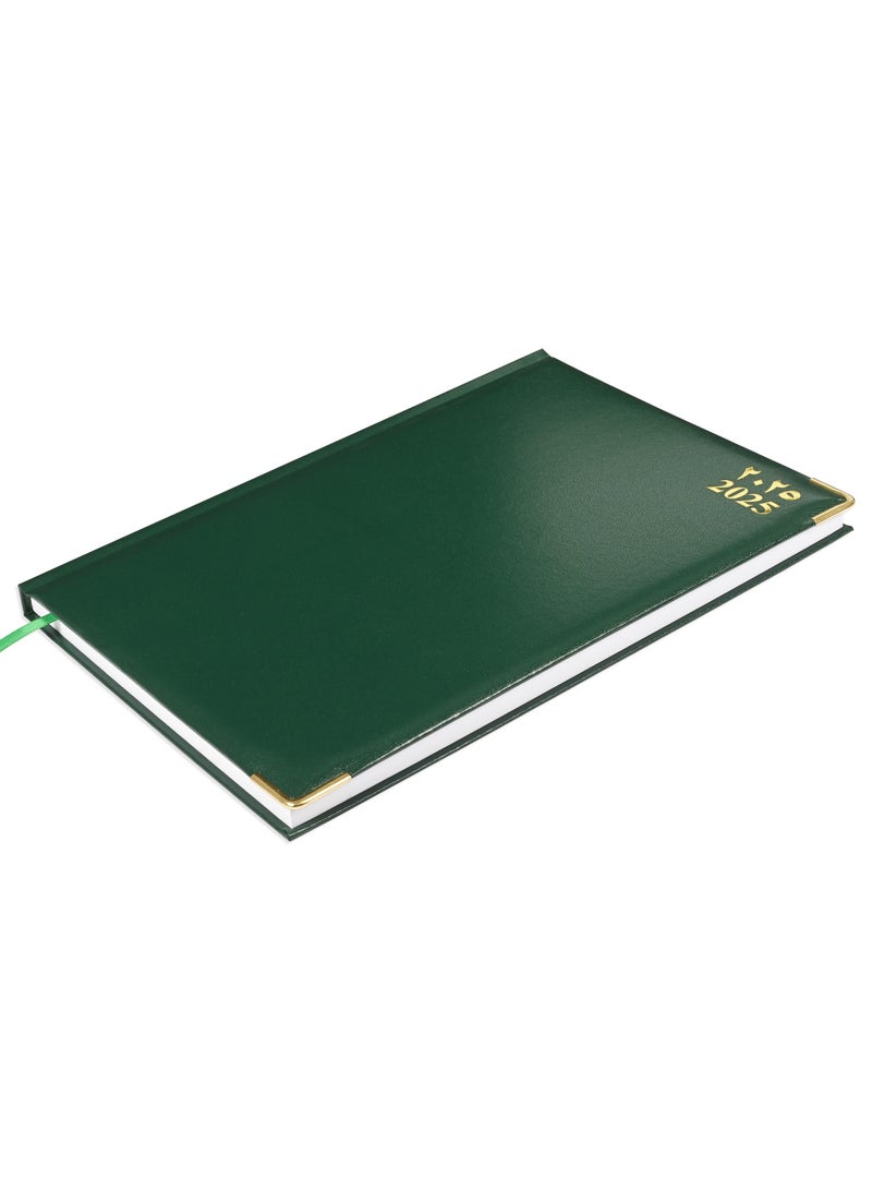 FIS 2025 A4 Diary Arabic/English Vinyl 1-Side Padded Gold Corner Green - FSDI48AEG25GR - Image 1