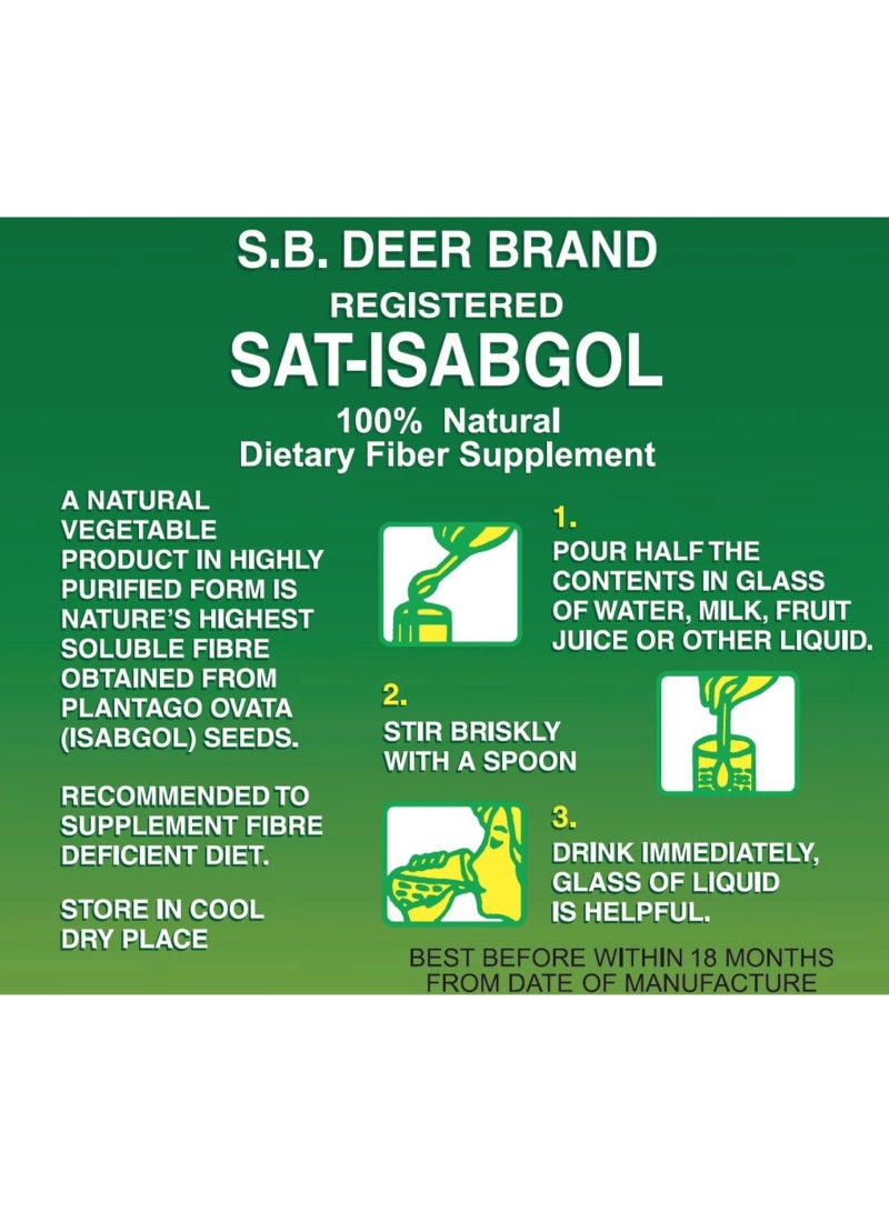 Deer Brand Sat Isabgol - Pure Psyllium Husk 100g (Pack of 5) - Image 4