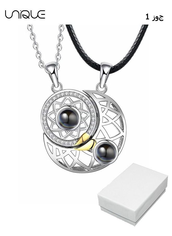 Unique 2 Pcs Magnetic Couple Necklace for Him and Her, Matching Couple Necklaces, Couple Heart Pendant, Matching Couple Necklaces for Him and Her, Matching Heart Necklace for Couples or Best Friends  - Image 1
