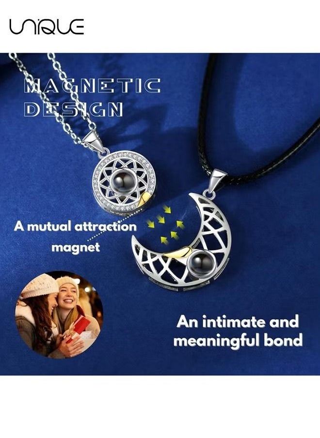 Unique 2 Pcs Magnetic Couple Necklace for Him and Her, Matching Couple Necklaces, Couple Heart Pendant, Matching Couple Necklaces for Him and Her, Matching Heart Necklace for Couples or Best Friends  - Image 4