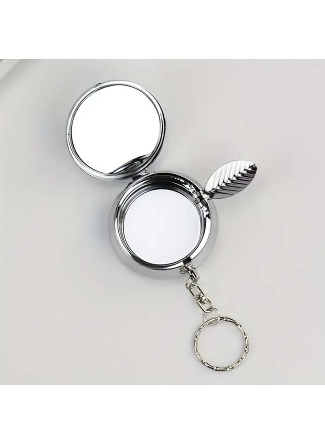 Portable Stainless Steel Ashtray With Keychain 1pc Compact Round Outdoor Travel - Image 2
