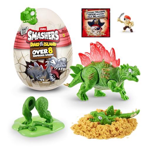 ZURU SMASHERS Smashers Dino Island Mini Egg Stegosaurus by ZURU Prehistoric Discovery Toy with 10 DinoIsland Surprises Dinosaur Toys Slime Sand and More Age 5 - Image 1