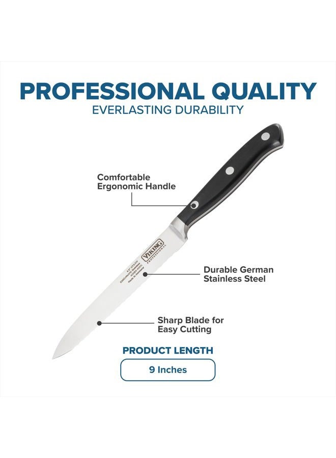 Viking Culinary Professional Cutlery Serrated Utility Knife, 5", Black - Image 4