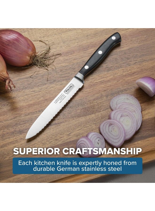 Viking Culinary Professional Cutlery Serrated Utility Knife, 5", Black - Image 5