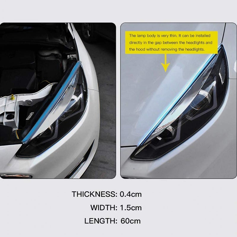 AutoBizarre أضواء تشغيل نهارية LED متسلسلة فوق المصباح مع لاصق عنبر أبيض - Image 2