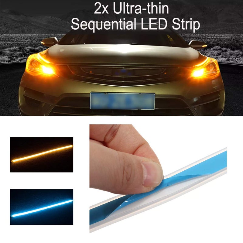 AutoBizarre أضواء تشغيل نهارية LED متسلسلة فوق المصباح مع لاصق عنبر أبيض - Image 3