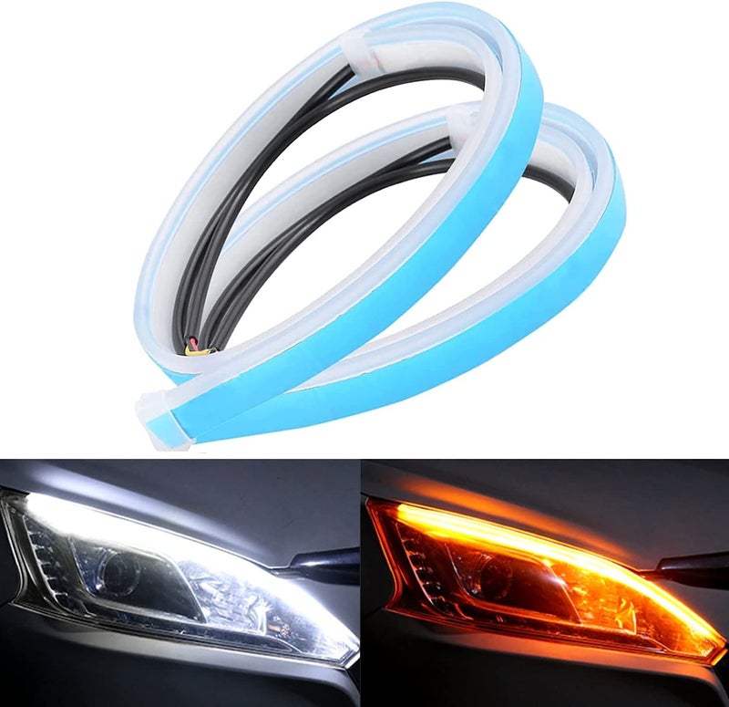 AutoBizarre أضواء تشغيل نهارية LED متسلسلة فوق المصباح مع لاصق عنبر أبيض - Image 1