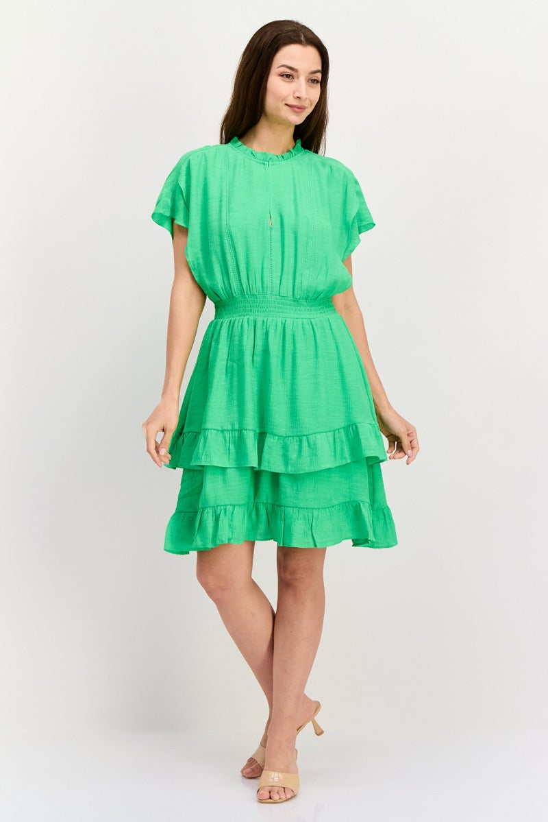 Scotch & Soda Women Textured Mini Dress, Green - Image 3