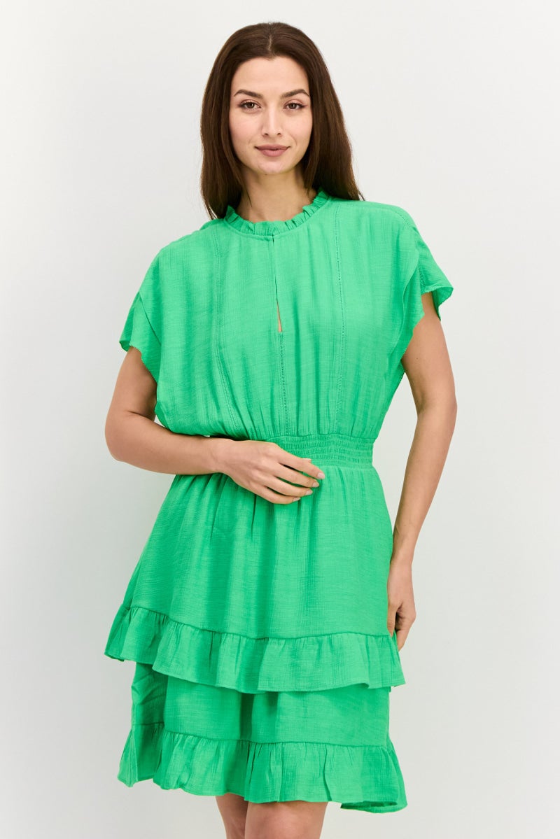 Scotch & Soda Women Textured Mini Dress, Green - Image 1