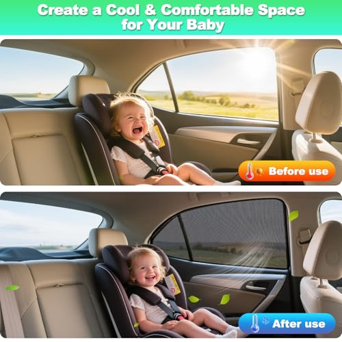 KOCZIL Car Window Shades for 2018-2024 Camry - Rear Side Window Sun Shade for Baby, Breathable Mesh Car Privacy Window Covers, UV Protection & Heat Insulation for Road Trips, Napping, Camping (2 PCS) - Image 4