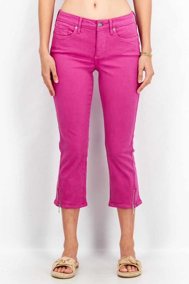 NYDJ Women Regular Fit Plain Cropped Jeans, Magenta - Image 1