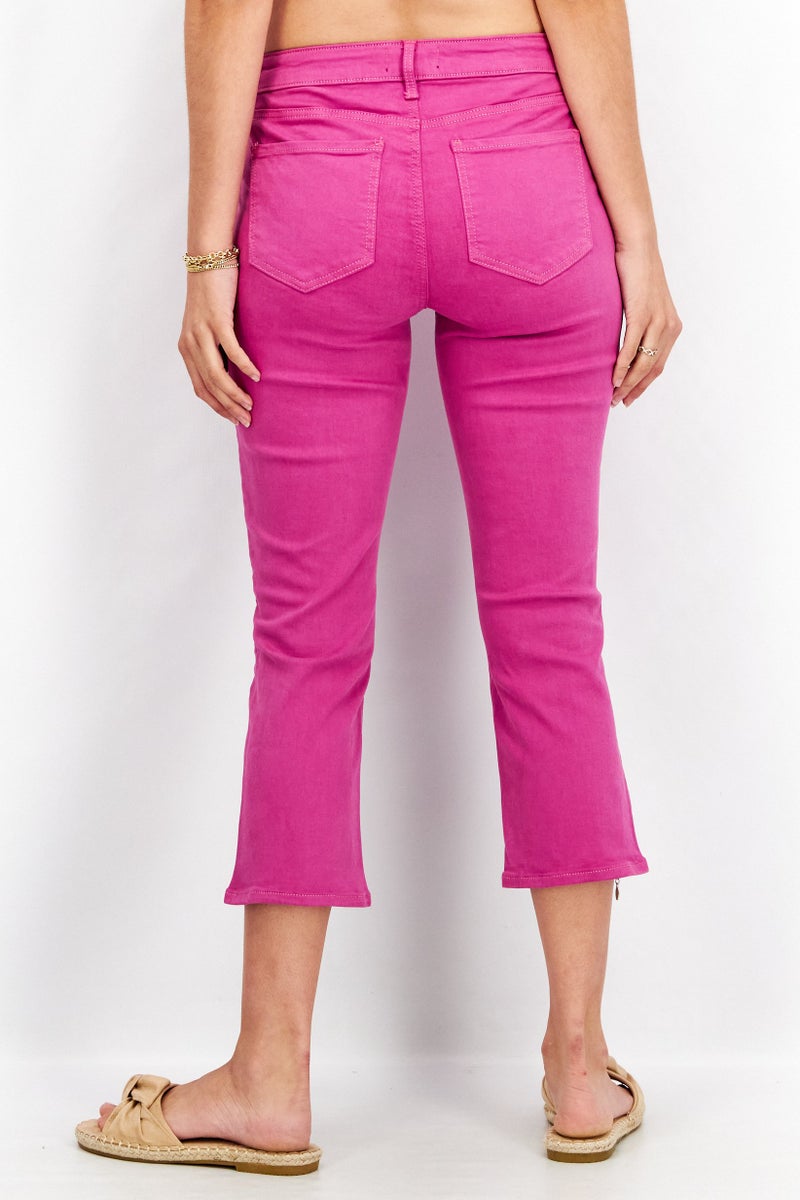NYDJ Women Regular Fit Plain Cropped Jeans, Magenta - Image 4