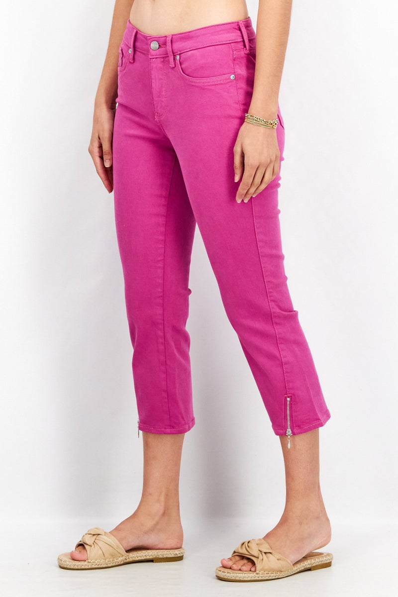 NYDJ Women Regular Fit Plain Cropped Jeans, Magenta - Image 2