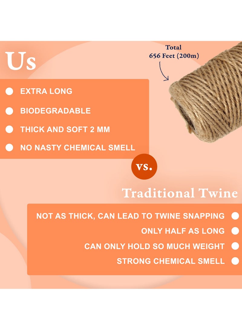 Fasola 2 Pack Jute Twine for Gift Wrapping, Home Decor, Gardening, 656 Feet Long, 2mm Thick (Brown) - Image 2