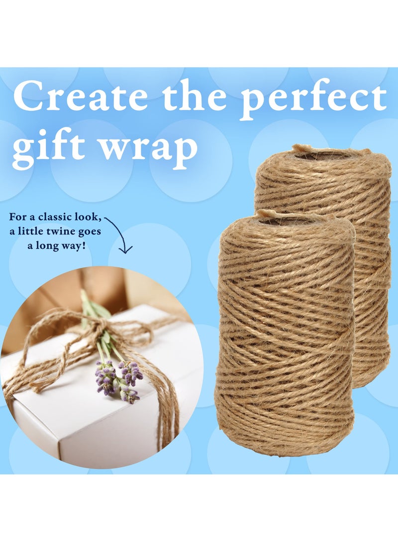 Fasola 2 Pack Jute Twine for Gift Wrapping, Home Decor, Gardening, 656 Feet Long, 2mm Thick (Brown) - Image 3
