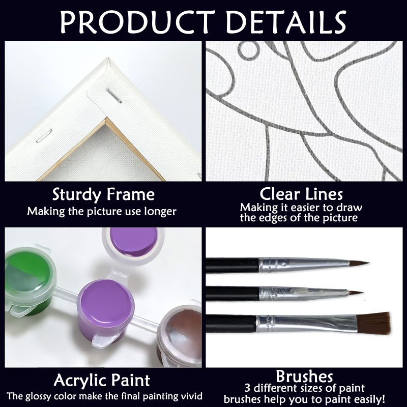 Nuberlic Canvas Painting Kit Paint and Sip Kit for Adults Pre Drawn Canvas for Painting DIY Paint Kit for Party Favor Wine Glass, Lipstic Painting Artworkï¼ˆ8x10ï¼‰ - Image 4