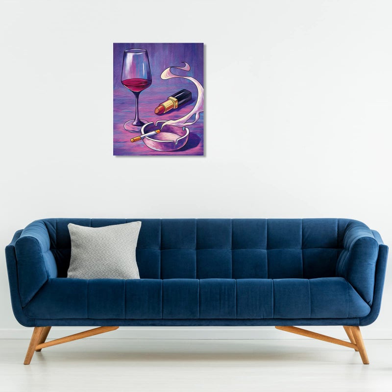 Nuberlic Canvas Painting Kit Paint and Sip Kit for Adults Pre Drawn Canvas for Painting DIY Paint Kit for Party Favor Wine Glass, Lipstic Painting Artworkï¼ˆ8x10ï¼‰ - Image 5