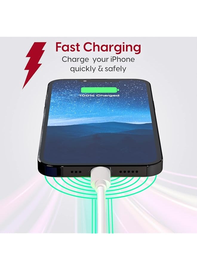 Generic - TalkWorks TALK WORKS Fast-Charge Lightning Cable-MFi-Certified for Apple iPhone 14, 14 Pro, 14 Plus, 13, 13 Pro, 12, 11 Pro/Max/Mini/Plus, XR, XS/Max, AirPods - 10ft Long, Heavy-Duty Cord, White - Image 1