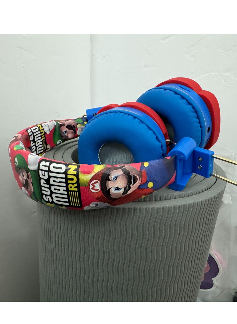 Upgraded red and blue Mario pattern children's bluetooth wireless earphones, children's noise-canceling wireless earphones, suitable for TF card, mobile phone, tablet - Image 3