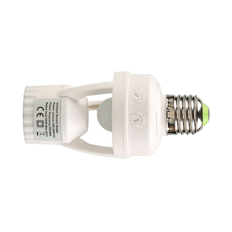 100-240V مقبس أضواء مستشعر E27 زمن تأخير 10-300 ثانية مسافة استشعار 6 متر محول حامل مصباح مستشعر حركة الأشعة تحت الحمراء - Image 3