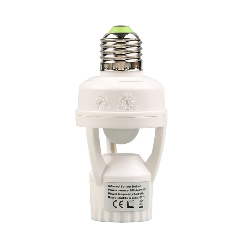 100-240V مقبس أضواء مستشعر E27 زمن تأخير 10-300 ثانية مسافة استشعار 6 متر محول حامل مصباح مستشعر حركة الأشعة تحت الحمراء - Image 1
