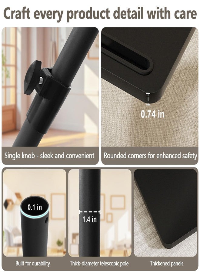 YUHFERA Sofa Armrest Tray Table for Couch - 360° Swivel Height Adjustable End for Small Spaces, Snack Side Table for Bed or Chair with Phone & Tablet Slot (Black,Standard) - Image 3