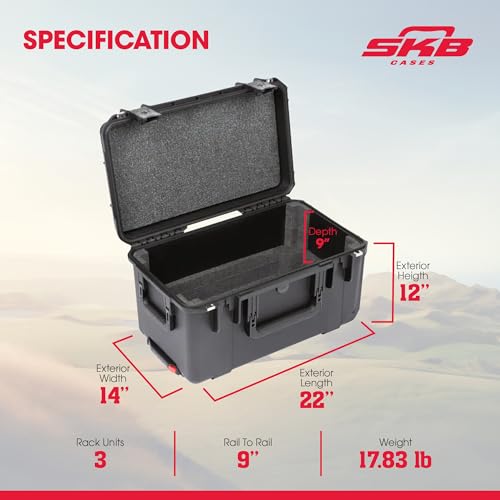 SKB iSeries 3U Shallow Fly Rack, Waterproof Polypropylene Hard Case with Durable Latches for Travel and Storage, Ideal for Musicians, 9 Inch, Black - Image 3