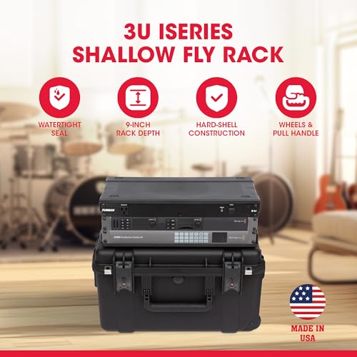 SKB iSeries 3U Shallow Fly Rack, Waterproof Polypropylene Hard Case with Durable Latches for Travel and Storage, Ideal for Musicians, 9 Inch, Black - Image 2