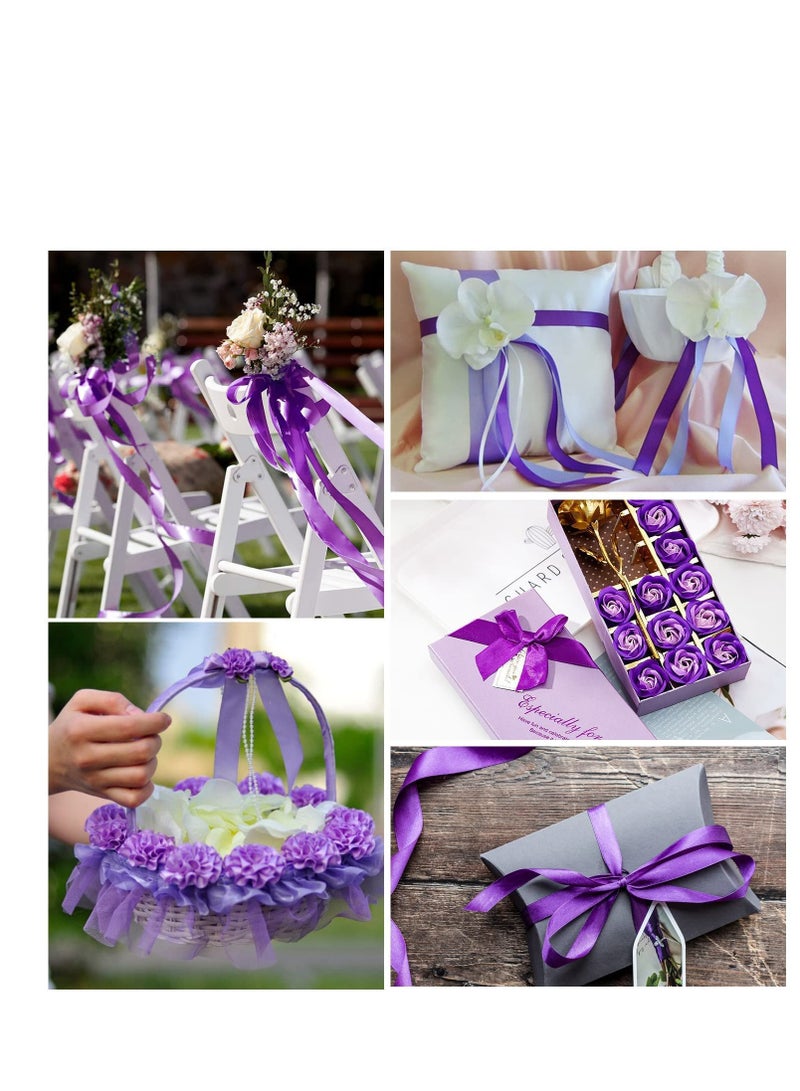 MARKQ شريط ساتان بنفسجي 12 مم × 25 ياردة من قماش البوليستر لتغليف الهدايا، هدايا الحفلات، زينة الزفاف، صنع الأشرطة، باقات، مشاريع الخياطة واللوازم الحرفية - Image 3