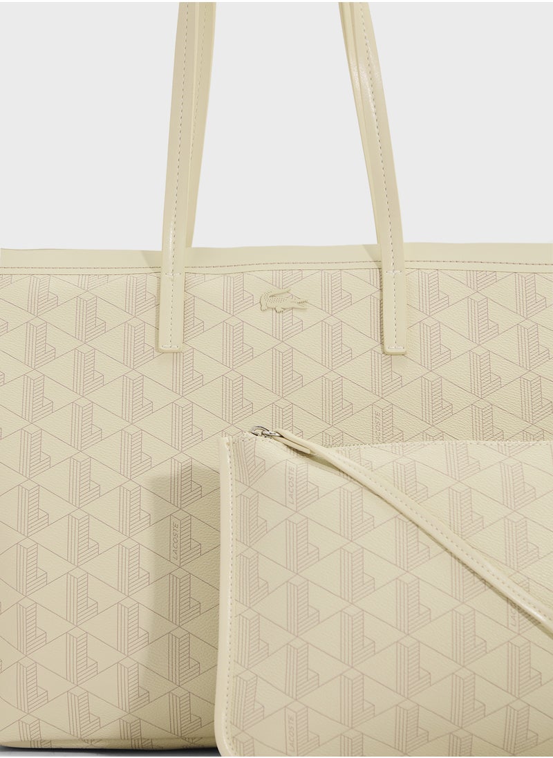 LACOSTE - Monogram Top Handle Zip Over Tote - Image 1