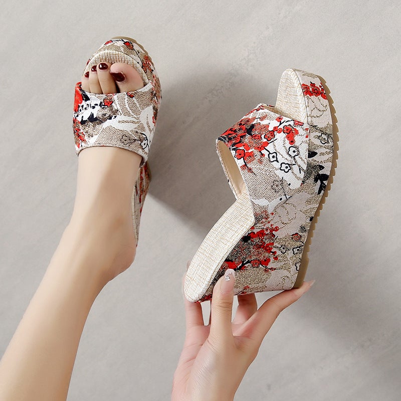 Spring New Wedge Slippers Fashion High Heel Sandals Fish Mouth Slippers - Image 2