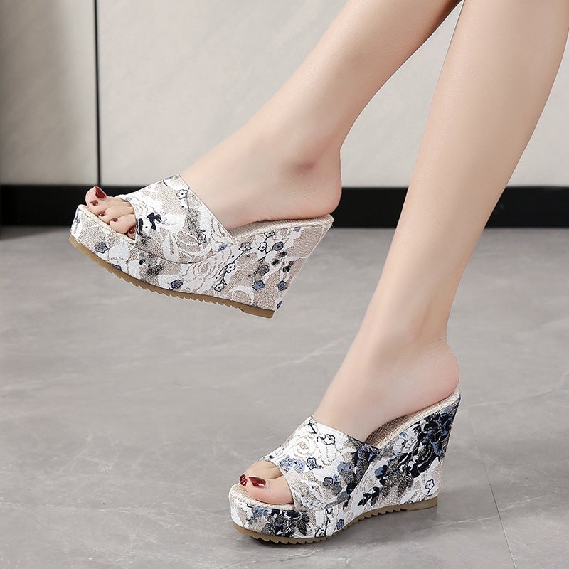 Spring New Wedge Slippers Fashion High Heel Sandals Fish Mouth Slippers - Image 3