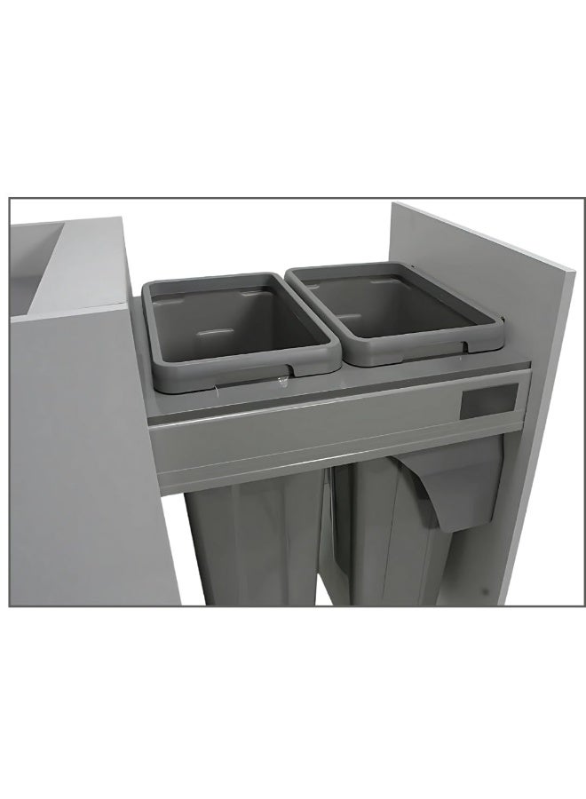 Zeeco Adjustable Double 36 Ltr Pull-Out Sliding Trash Can with Soft-Close and Detachable Basket for Garbage Disposal, Under-Sink In-Cabinet Design, Perfect for Kitchen Waste Disposal - Image 3