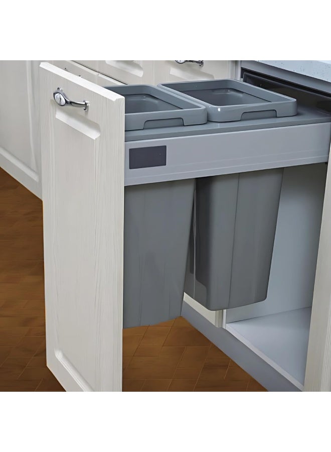 Zeeco Adjustable Double 36 Ltr Pull-Out Sliding Trash Can with Soft-Close and Detachable Basket for Garbage Disposal, Under-Sink In-Cabinet Design, Perfect for Kitchen Waste Disposal - Image 4