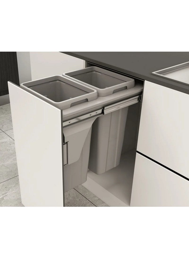 Zeeco Adjustable Double 36 Ltr Pull-Out Sliding Trash Can with Soft-Close and Detachable Basket for Garbage Disposal, Under-Sink In-Cabinet Design, Perfect for Kitchen Waste Disposal - Image 1