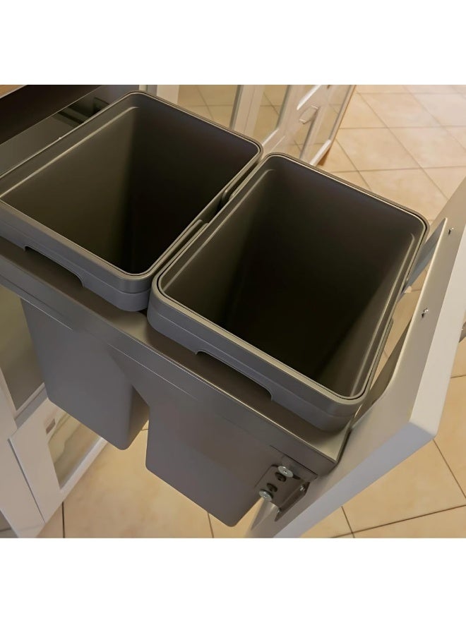 Zeeco Adjustable Double 36 Ltr Pull-Out Sliding Trash Can with Soft-Close and Detachable Basket for Garbage Disposal, Under-Sink In-Cabinet Design, Perfect for Kitchen Waste Disposal - Image 5