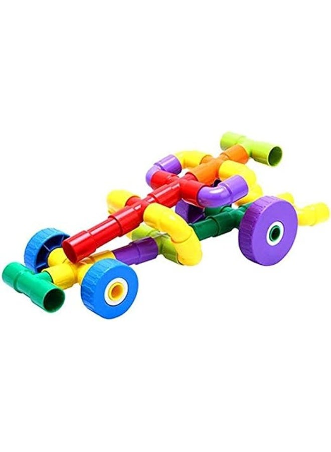 Tube Pipes and Wheels Building Toys Pipeworks Free Construction Blocks Set - Image 1
