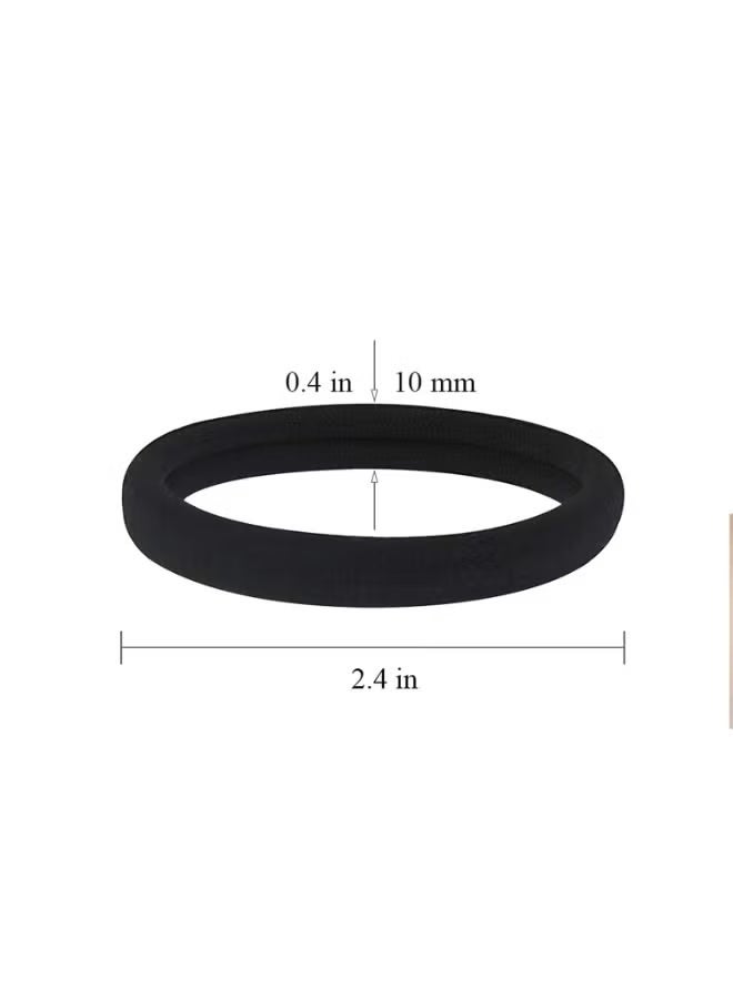 STAR BEJA 20 PCS Large Size 2.4 Inch Black Hair Ties – Thick Seamless Hair Bands for Men & Women, Strong No Damage Ponytail Holders for Yoga, Gym, Office, School & Daily Use - Image 2