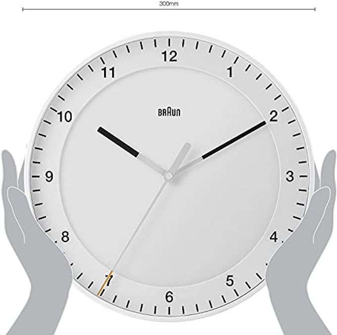 BRAUN Classic Mixed Analogue Wall Clock Home Gift Bundle with Silent Sweep Movement, Easy to Read, 30cm Diameter in Black + White, Model BC17B, BC17W (2 Pack) - Image 3