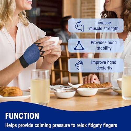 Zipcase Medium Size Weighted Gloves for Tremors to Provide Hand Stability and Improve Hand Dexterity, Perfect Writing Weights & Hand strengthening Tool（2 x 1/2lb, Each Glove), Blue - Image 2