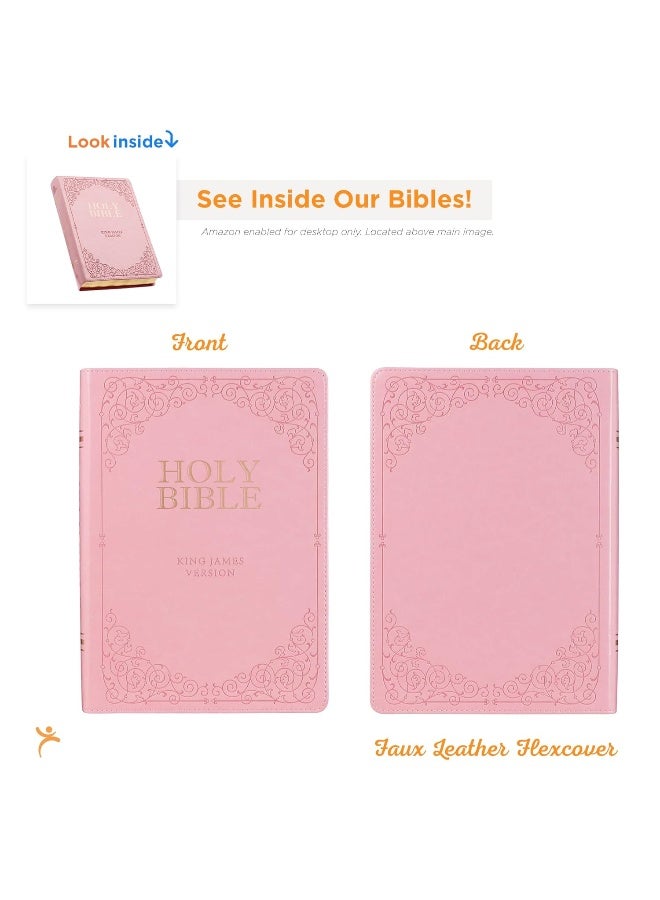 هدية فنون كريستيان - نسخة الملك جيمس من الكتاب المقدس بحجم كبير مطبوع باللون الوردي - Image 2